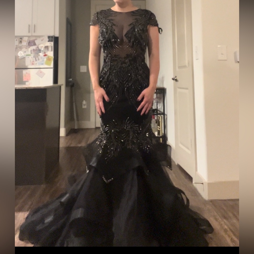Black Dramatic Gown with Mesh